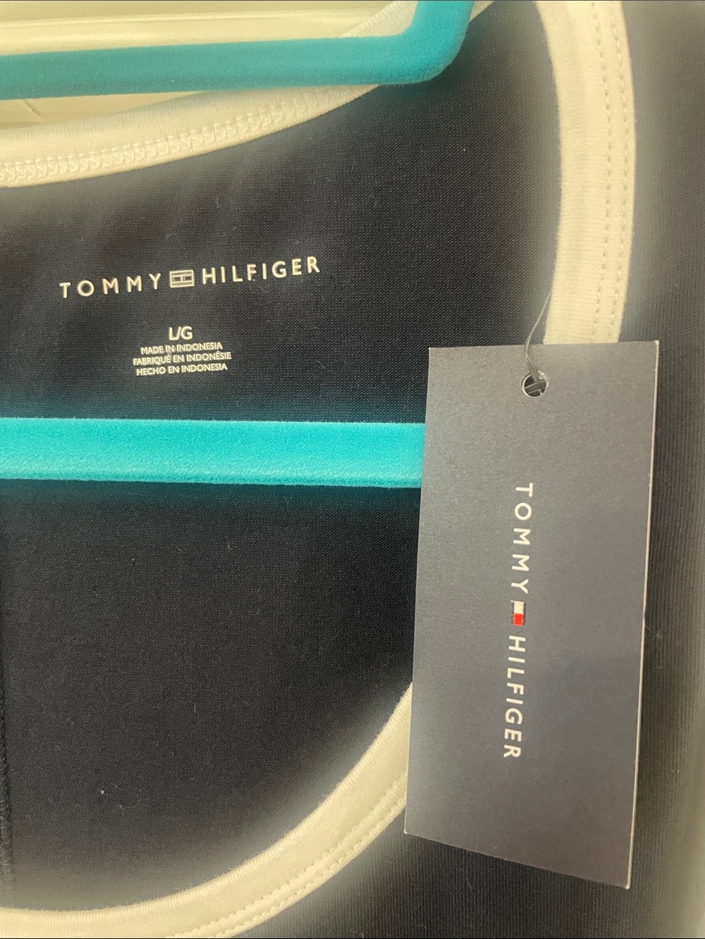 Tommy Hilfiger Navy Maxi Tank Dress with Red & White Side Stripes - Picture 2 of 6